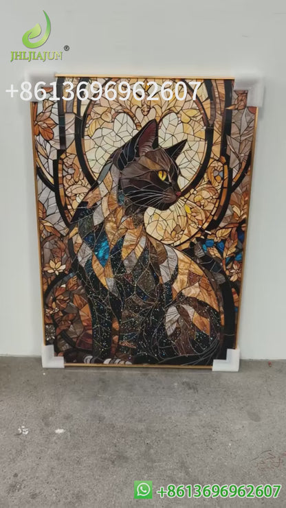 Golden Cartoon animal picture Crystal Porcelain Painting wallart LED