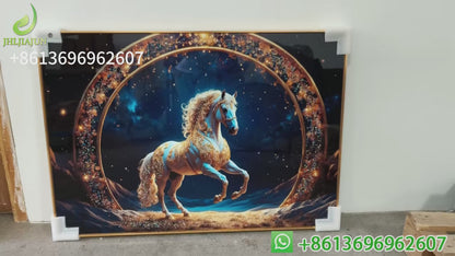 Banner animals horse Landscape Crystal Porcelain wall Decoration Painting