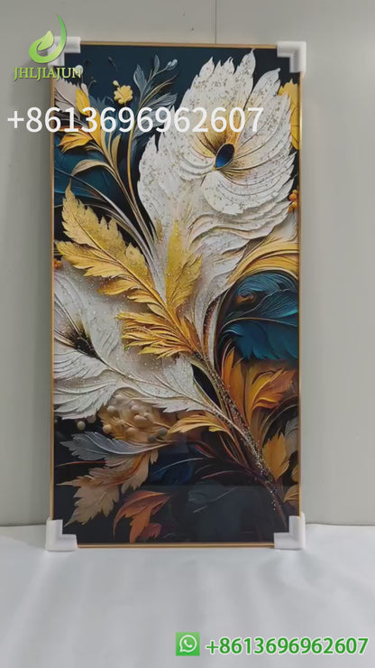 Modern Abstract Color Contrasting Visual Art Crystal Porcelain Painting LED