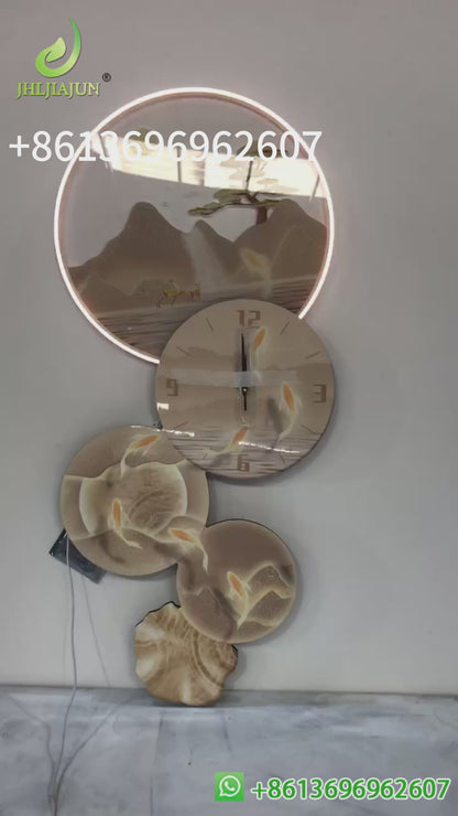 Light luxury metal clock creative design decoration LED wallart painting clock