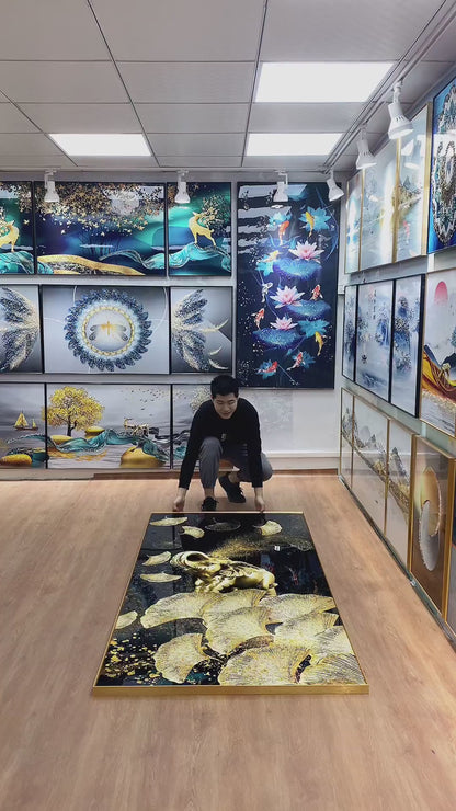 Nordic Elephant Animal Crystal Porcelain Wall Hanging Picture.