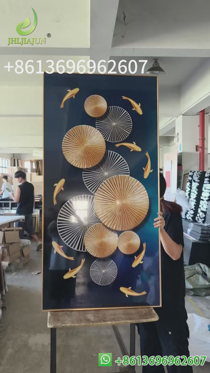 Geometry Fish School Landscape Crystal Porcelain Painting Decorative art LED