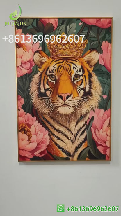 Abstract scene Creative Tiger Animal Crystal Porcelain Painting decoration wallart LED