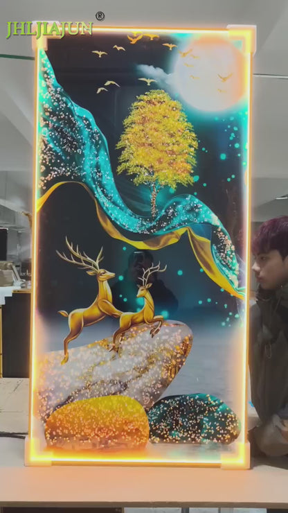 Lucky Nine Fish Picture Crystal Porcelain Painting Decorative Painting.