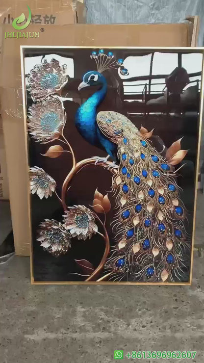 Crystal porcelain painting decoration wall Painting Decorative art peacock