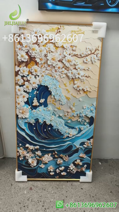 Lucky Ocean waves Crystal Porcelain beautiful Painting Decorative Painting art modern