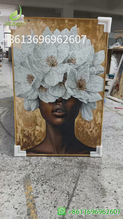 Modern Fashionable flower wearing girl crystal porcelain painting LED