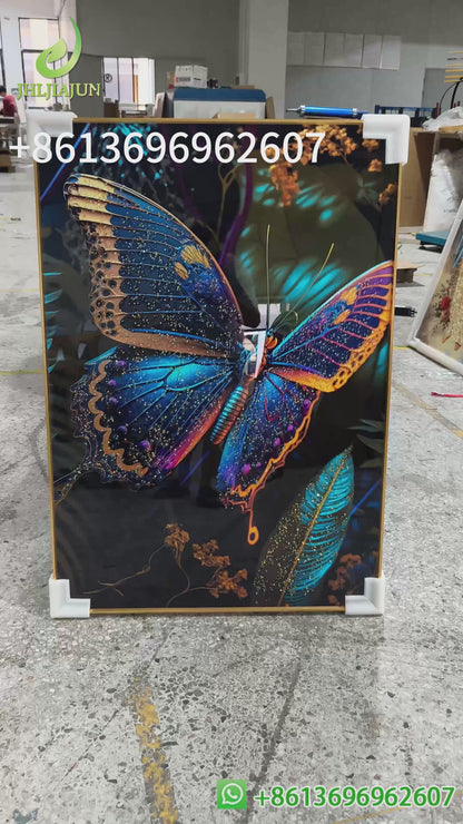 Luxurious Butterfly Landscape Crystal Porcelain Painting 3D decorative LED