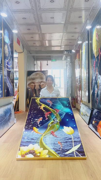 Lucky Fish Crystal Porcelain beautiful Painting Decorative Paintingart modern