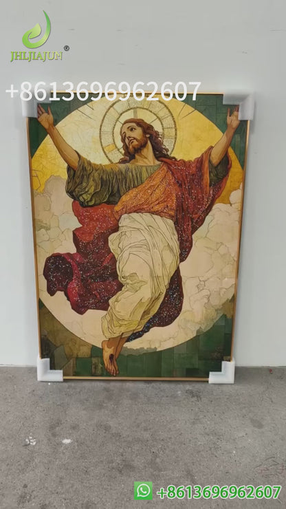 New modern light luxury Jesus Crystal Porcelain Painting hanging picture wallart.