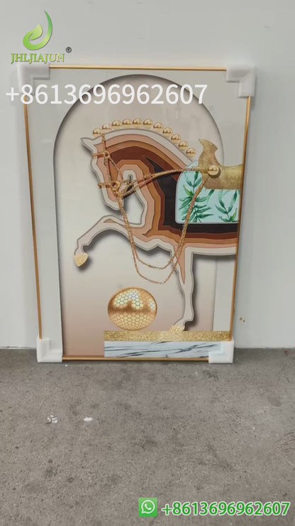 Modern Horse HD print Crystal Porcelain wall decorative Painting LED