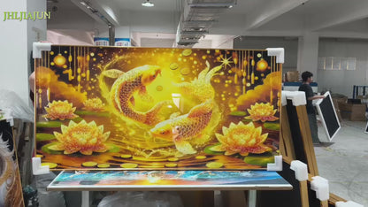 Golden Fish Landscape Crystal Porcelain Painting decorative wall painting art
