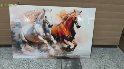 Abstract animals horse Crystal Porcelain painting  Decorative Wallart LED