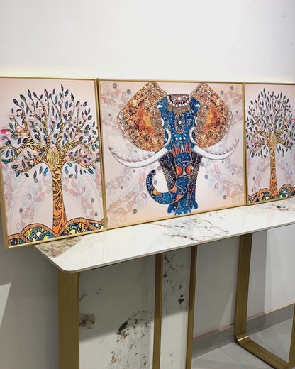 3 in 1 Modern 3d elk crystal porcelain painting