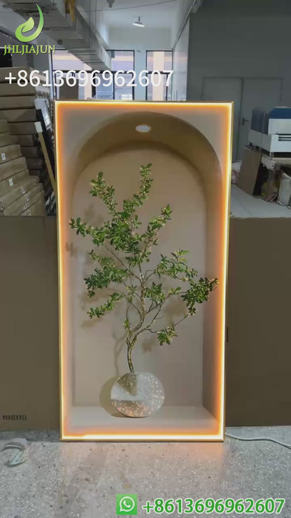 Modern Abstract Landscape Plant Crystal Porcelain Painting LED wallart