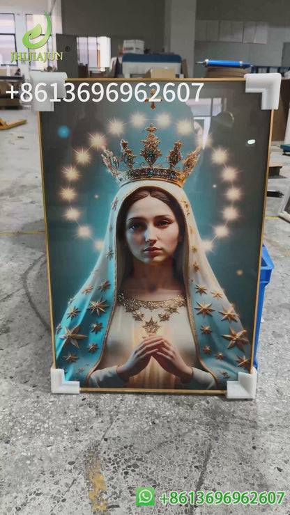 Luxurious statue of the goddess Maria crystal porcelain painting wall Decorative art LED