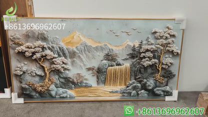 Abstract 3D landscape crystal porcelain painting decorative LED wallart