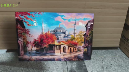 Luxury Beautiful Palace Landscape Crystal Porcelain Painting decorative wallart.