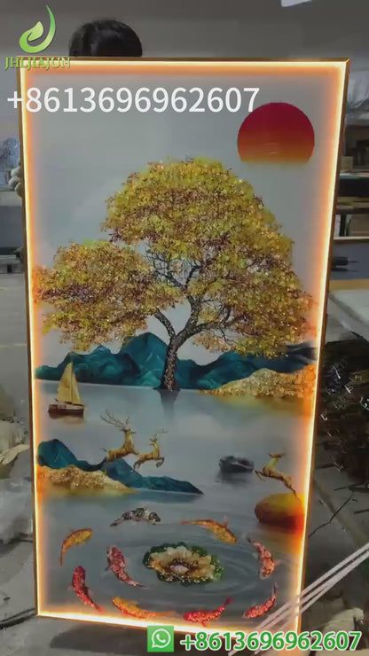 Advanced Elk Simplicity wall Crystal porcelain painting Decorative art LED