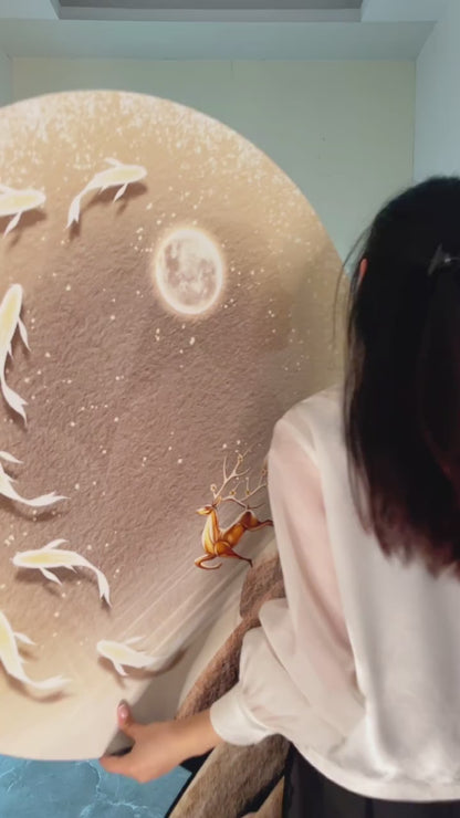 Creative circular crystal ceramic wall hanging lamp for landscape scenery LED