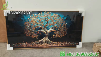 Banner blue tree Crystal Porcelain painting home decorative Wallart