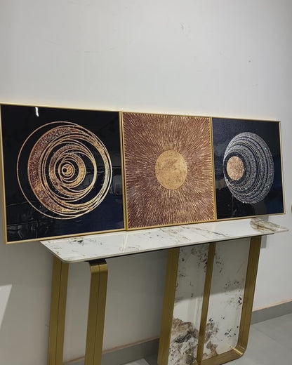 3in1 Abstract Auspicious Golden Deer Crystal Porcelain decorative Wall Painting