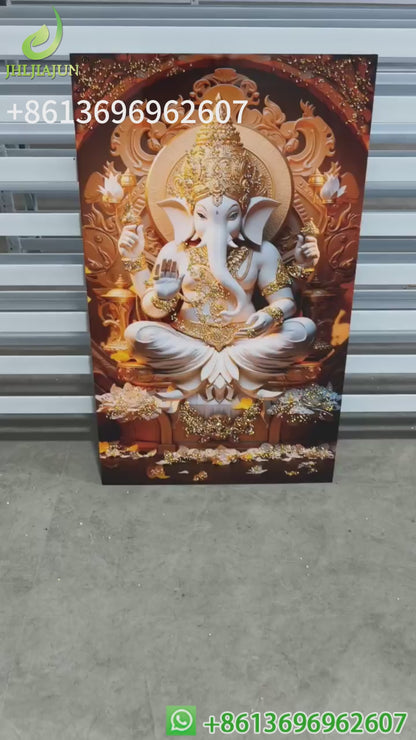 Indian Elephant Statue Crystal porcelain painting decoration wall Painting Decorative LED Light