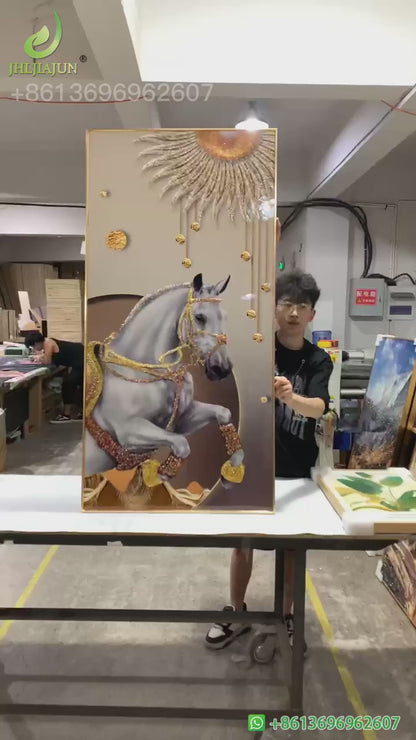 Crystal porcelain painting decoration wall Painting Decorative  horse