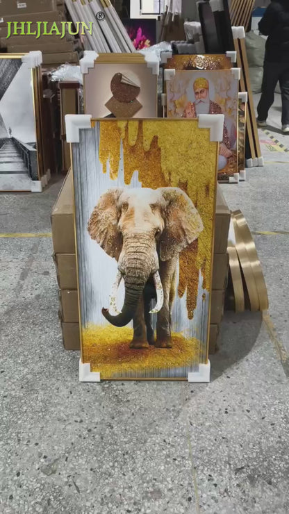 Modern animal home decoration wallart LED crystal porcelain painting