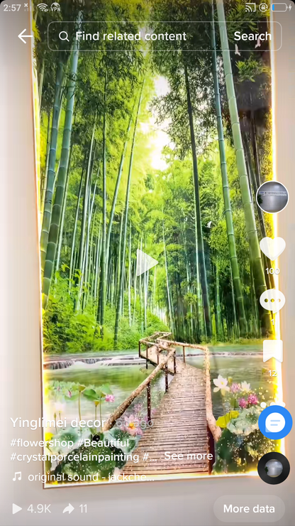 New Chinese Style Bamboo Forest Crystal Porcelain Painting