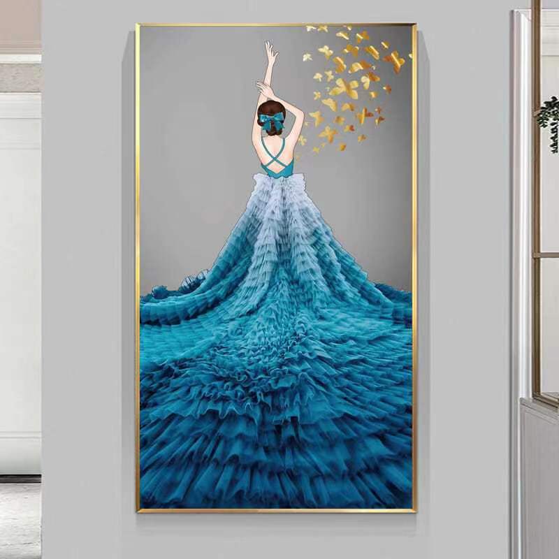 Fashion Girl's Back Crystal Wall Decorative Painting