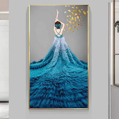 Fashion Girl's Back Crystal Porcelain Wall Decorative Painting