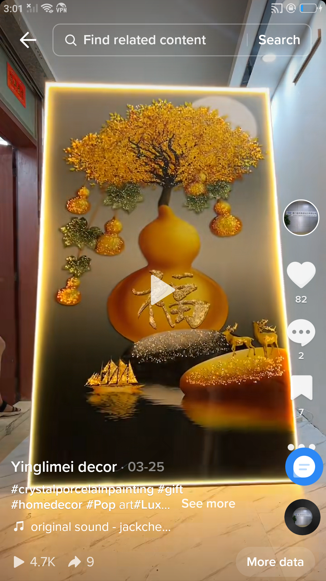 Decorative painting of money tree full of gold wallpainting art.
