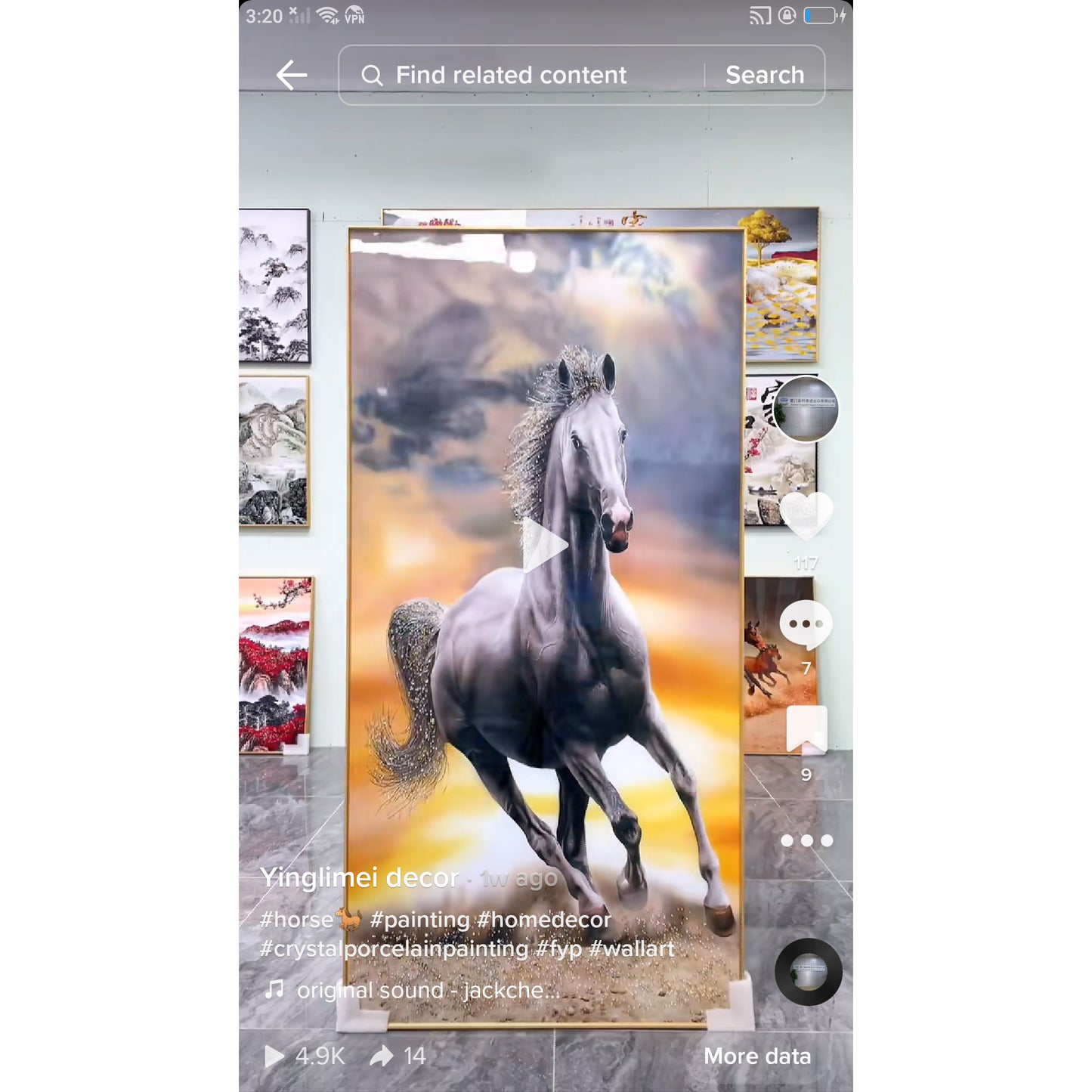 Gallant horse Crystal Porcelain Wall Decorative Painting