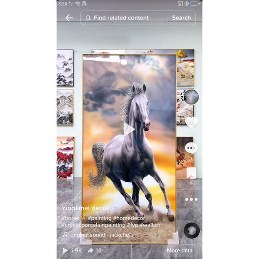 Gallant horse Crystal Porcelain Decorative Wall Painting